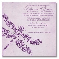 purple dragonfly wedding invitations